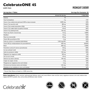 CelebrateONE 45 Multivitamínico bariátrico una vez al día con Hierro, Masticabile