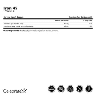 Hierro 45 mg + Vitamina C, Cápsulas
