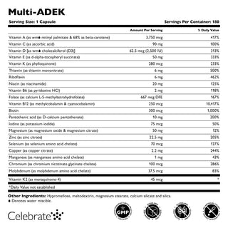 Multi-ADEK Vitamina sin Hierro, Cápsulas