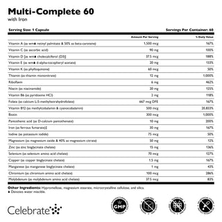 Multivitamínico bariátrico Multi-Complete 60 con Hierro, Cápsulas