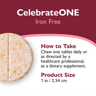 CelebrateONE Multivitamínico Bariátrico Una Vez al Día sin Hierro, Masticabile