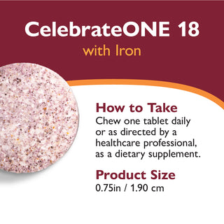 CelebrateONE 18 Multivitamínico bariátrico una vez al día con Hierro, Masticabile