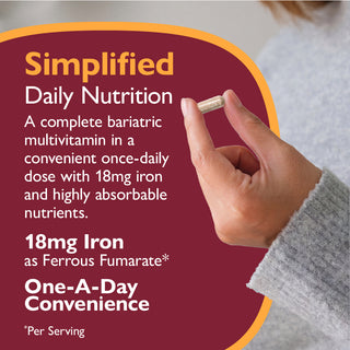 CelebrateONE 18 Multivitamínico bariátrico una vez al día con Hierro, Cápsulas