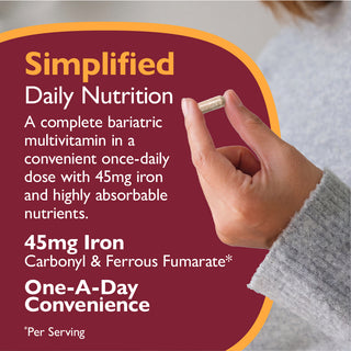 CelebrateONE 45 Multivitamínico bariátrico una vez al día con Hierro, Cápsulas