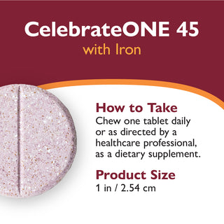 CelebrateONE 45 Multivitamínico bariátrico una vez al día con Hierro, Masticabile