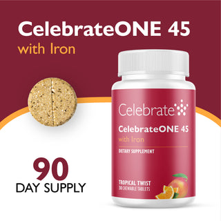 CelebrateONE 45 Multivitamínico bariátrico una vez al día con Hierro, Masticabile