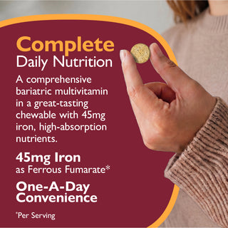 CelebrateONE 45 Multivitamínico bariátrico una vez al día con Hierro, Masticabile