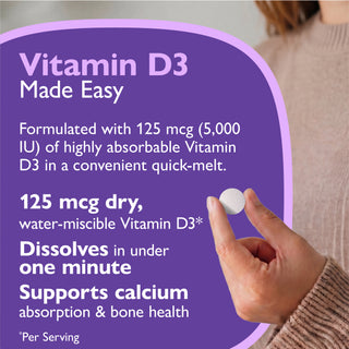 Vitamina D3 125mcg (5.000 UI), Quick-Melt, Orange