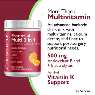 Essential Multi 3 en 1 Multivitamínico con Calcio, Beba Mezclar