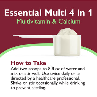 Essential Multi 4 en 1 Multivitamínico con Calcio + Proteína, Polvo