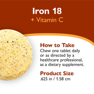 Hierro 18 mg + Vitamina C, Masticabile, Orange 