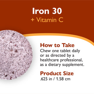 Hierro 30 mg + Vitamina C, Masticabile, Grape 