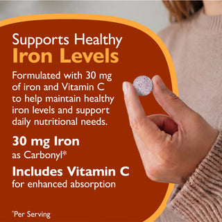 Hierro 30 mg + Vitamina C, Masticabile, Grape 