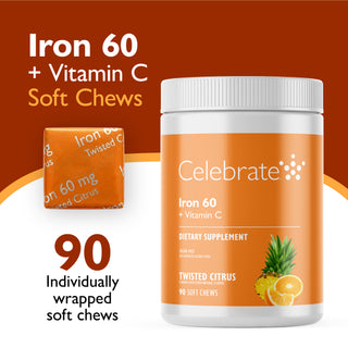 Hierro 60 mg + Vitamina C, Soft Chews, Twisted Citrus