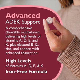 Multi-ADEK Vitamina sin Hierro, Masticabile, Berry Sorbet