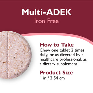 Multi-ADEK Vitamina sin Hierro, Masticabile, Berry Sorbet
