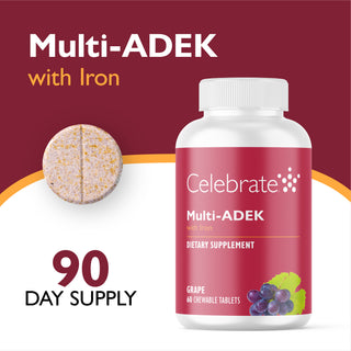 Vitamina Multi-ADEK con 60mg Hierro, Masticabile, Grape