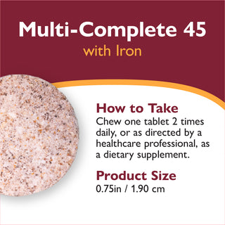 Multivitamínico bariátrico Multi-Complete 45 con Hierro, Masticabile