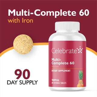 Multivitamínico bariátrico Multi-Complete 60 con Hierro, Masticabile, Tropical