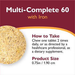 Multivitamínico bariátrico Multi-Complete 60 con Hierro, Masticabile, Tropical